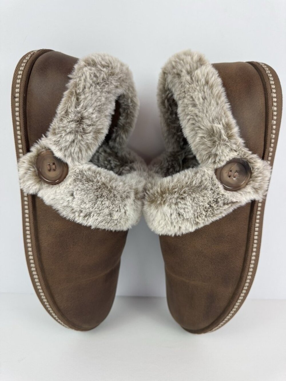 Skechers Women Cozy Campfire French Toast 2 Slippers Memory Foam Faux Fur Sz 7.5